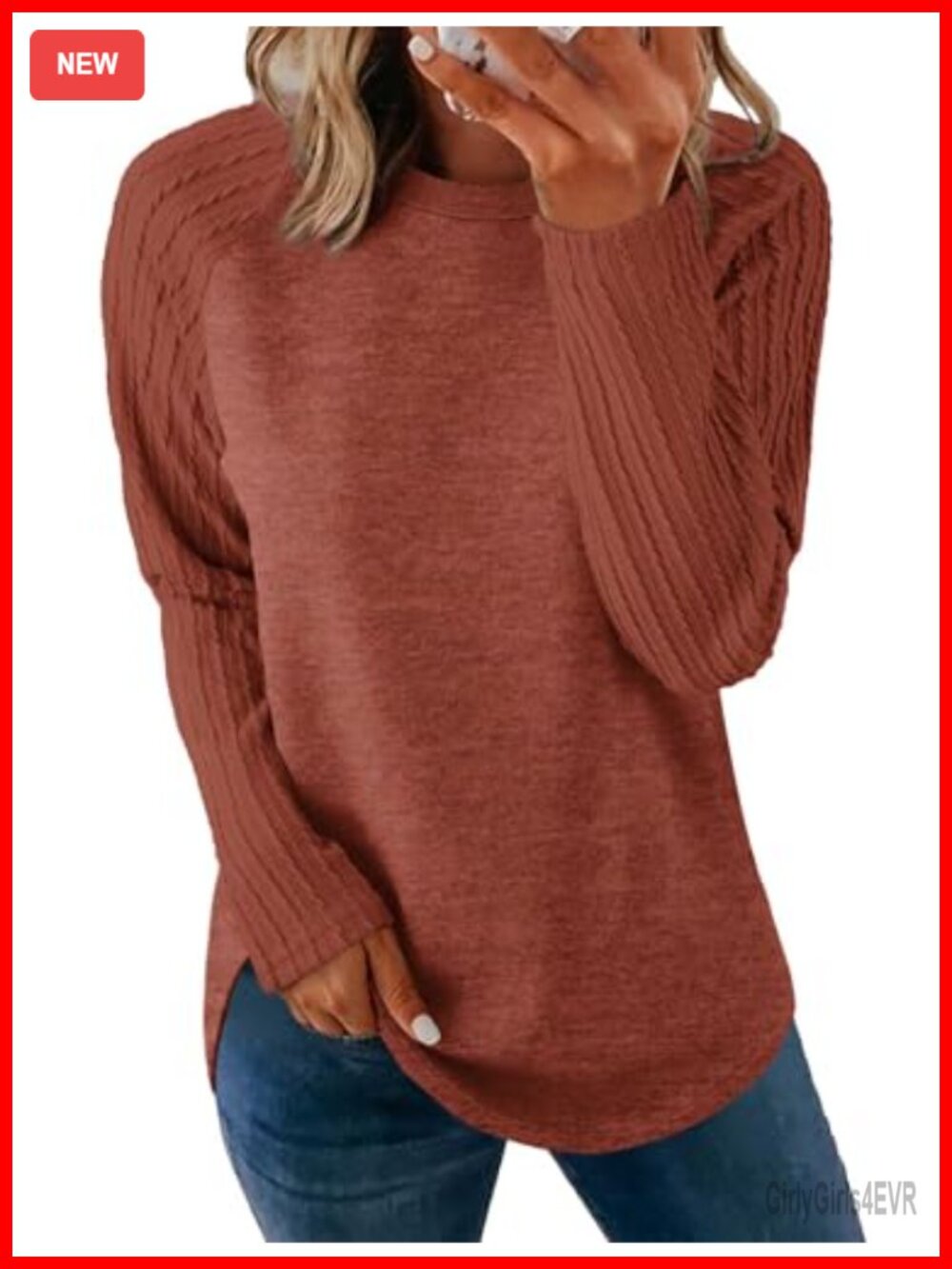 Womens Long Sleeve Crewneck Tunic Sweatshirt Soft Loose Fit Fall Casual Top